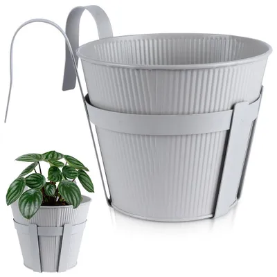 Produktbild von Vilde Balkon-Blumentopf Hängetopf Übertopf aus Metall grau 20 cm