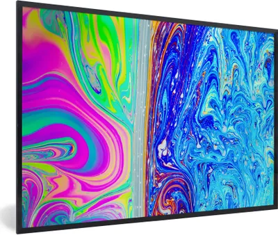 Produktbild von MuchoWow® Gerahmtes Poster Formen - Farbe - Kunst - Psychedelisch 30x20 cm - Poster mit Schwarzem Bilderrahmen Wandposter Rahmen Foto Bilder - Kunstdruck - Bild-Poster