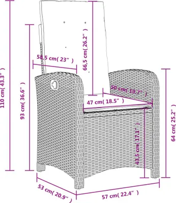 Image de vidaXL Fauteuil de jardin Réglable avec coussin Gris Poly Rattan