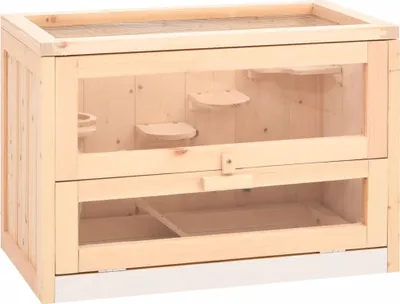 Obrázek produktu pro Klec pro křečky 60 x 35,5 x 42 cm masivní jedlové dřevo