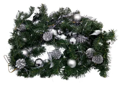 Produktbild von LED Tannengirlande 270cm Weihnachtsdeko Weihnachtsgirlande Girlande Türgirlande warmweiß, Farbe:silber