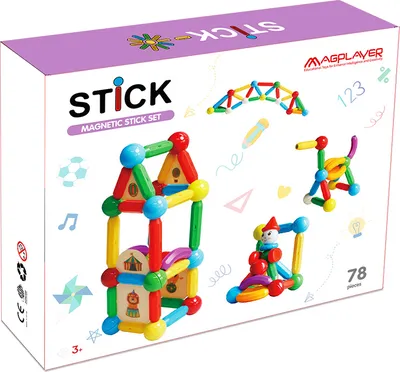 Obrázok produktu pre Magnetická stavebnica - STICK (78 dielov)