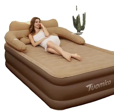 Produktbild von Luftmatratze, integrierte Pumpe, bequem für 2 Personen, braun 203x152x48cm
