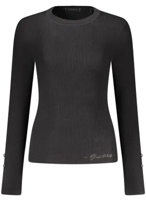 Image de Pull élégant pour femmes, noir, avec des strass et des détails contrastants