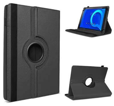 Produktbild von Tablet Hülle für Alcatel 3T 10 Tasche Schutzhülle Case Schutz Cover 360° DrehbarFarbe 360 Uni:Schwarz