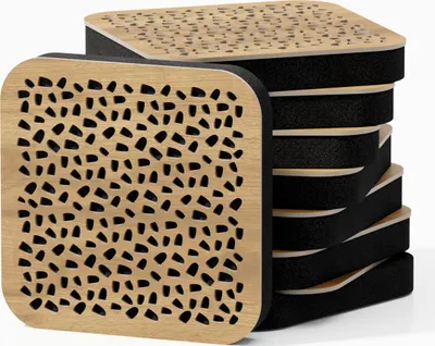 Produktbild von 8er-Pack - Mini-Schallabsorptions-Diffus-Akustikplatte | 23 x 23 cm | Farbe: (Eiche, ENRIA)