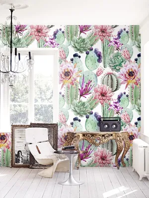 Produktbild von Coloray Fototapete 104x70 cm Vlies-Fototapete - Kaktus Blumen Kakteen Blumen