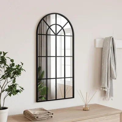Obrázok produktu pre Čierno lakované nástenné zrkadlo s železným rámom, 40 x 80 cm