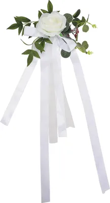 Produktbild von Stuhlrücken-Blume, künstliche Seidenblume in Weiß, für Hochzeitsfeier & Bankettdekoration