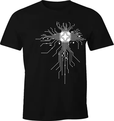 Produktbild von Herren T-Shirt Computer Programmierer CPU Prozessor Technik-Nerd Geek Fun-Shirt lustig Moonworks® schwarz-weiß S