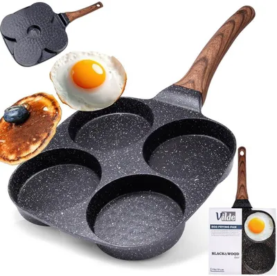 Zdjęcie produktu dla Patelnia z czterema otworami, o wymiarach 19 x 19 cm, z powłoką granitową, do użytku w kuchni