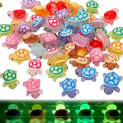 60 Mini-Leuchtschildkröten, bunte Meerestierfiguren für Deko