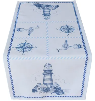 Produktbild von Tischläufer Leuchtturm & Maritimes blau weiß 40x90 cm