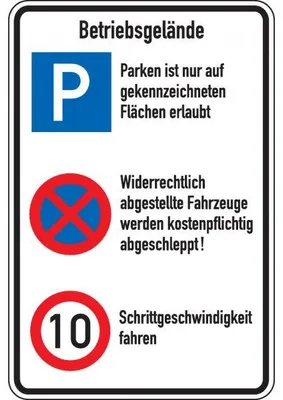 Produktbild von Dreifke® Schild I Betriebsgeländeschild, mit 3 Verkehrszeichen, Aluminium, 60...