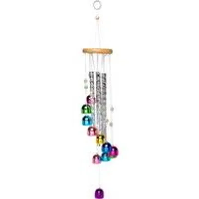 Image de Carillon éolien en aluminium pour l'extérieur, avec 4 tubes et 11 clochettes, pour le jardin et la terrasse
