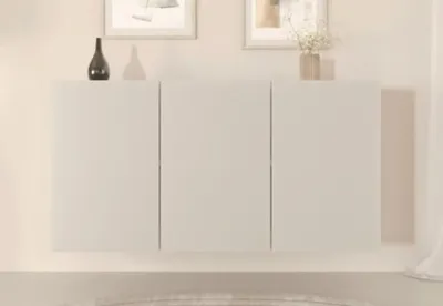 Zdjęcie produktu dla Nowoczesna Komoda Wisząca Biała, Minimalistyczny Design - 3 Drzwi
