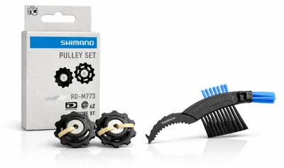 Productafbeelding van Shimano spanrolset DEORE XT voor achterderailleur RD-M773, 10-speed, zwart, inclusief maxxi4you fietskettingborstel