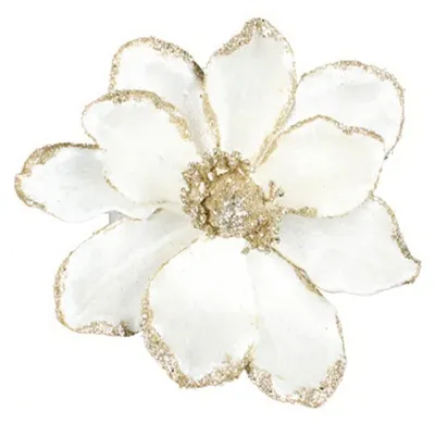Image de Fleurs scintillantes artificielles - Pour la décoration de mariages et de fêtes - 16,3 cm - Blanc - 10 pièces