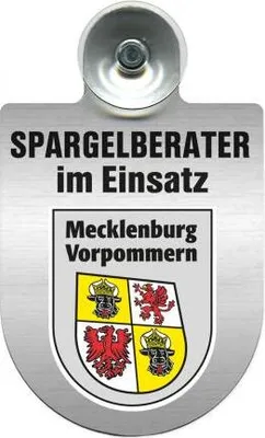 Produktbild von Einsatzschild mit Saugnapf - Spargelberater im Einsatz - incl. Regionenwappen 393835 Color - Region Mecklenburg-Vorpommern