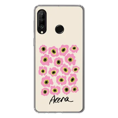Produktbild von MuchoWow® Handyhülle Schutzhülle Hülle für Huawei P30 Lite Blumen - Rosa - Ghana Silikon Softcase Handy Hülle - Handyhülle