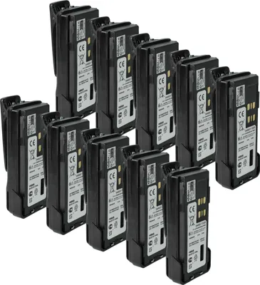 Produktbild von vhbw 10x Akku kompatibel mit Motorola XPR7580e, XPR7580 Funkgerät, Walkie Talkie (2600 mAh, 7,4 V, Li-Ion) + Gürtelclip
