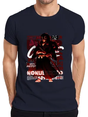 Productafbeelding van Kokushibo, maanademing, samurai, demon, manga, cadeau, grunge, heren T-shirt, marineblauw, maat L