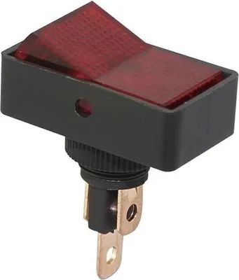 Produktbild von Kfz-Wippschalter 12V 20A, mit roter Wippe, beleichtet, Lochmontage, EIN/AUS 3Pin