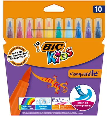 Zdjęcie produktu dla BIC Flamastry Kids Visaquarelle 10 kolorów zmywalne