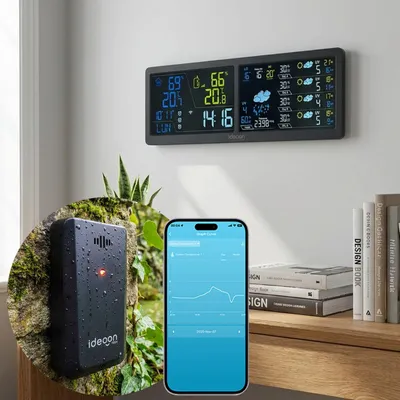 Produktbild von WLAN Wetterstation mit App & XXL Display: Tuya Smart Home, Aussen-Sensor, Weck-Alarm - Temperatur, Feuchtigkeit, UV Index, Wettervorhersage & mehr