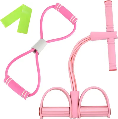Imagen del producto de Banda de resistencia con pedal, banda elástica en forma de 8, con 6 secciones, para entrenamiento abdominal, yoga y fitness
