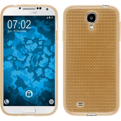 Produktbild von PhoneNatic Case kompatibel mit Samsung Galaxy S4 - gold Silikon Hülle Iced + 2 Schutzfolien