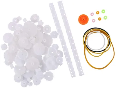 Immagine prodotto di kit di ricambio da 75 pezzi con ingranaggi e pulegge | Per robotica, droni, auto RC | Compatibile con elicotteri RC, bianco, 75 pezzi