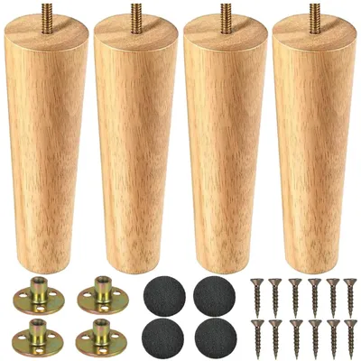 Image de Pieds de meubles en bois, lot de 4, pieds pour tables et meubles, 20 cm