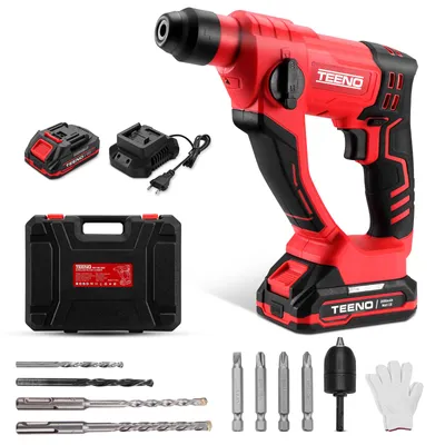 Produktbild von TEENO Akku-Bohrhammer, 2 Akkus und Ladegerät, Schlagkraft 1,2 J, Bohrleistung für Beton 14 mm