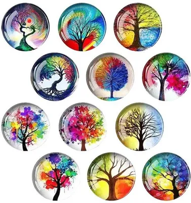 Image de Aimants décoratifs ronds en verre 3D colorés, lot de 12