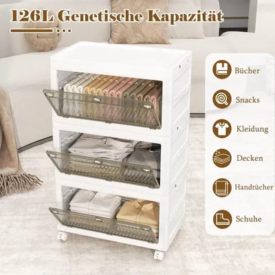 Produktbild von Faltbare Aufbewahrungsbox mit Deckel, 126 l/168 l, Räder
