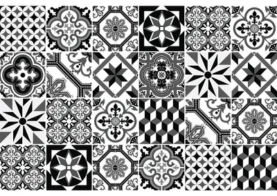 Image de Autocollants pour carrelage pour la cuisine et la salle de bains – 24 autocollants imitation carrelage ciment, azulejos noirs – 24 autocollants, 30 x 30 cm