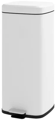Zdjęcie produktu dla Pojemnik na odpady o pojemności 30 litrów z pedałem i miękkim domykaniem pokrywy | Kolor: biały | Wymiary: 35x28x63,5 cm