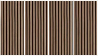 Produktbild von 4 x Akustikpaneele Wandpaneele aus Holz 120x60cm Dunkles Nussbaumholz Tabb-NS
