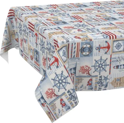Produktbild von Tischdecke Patchwork Maritim Rot 2000x140cm Schnittkante Wasserabweisend abwaschbar