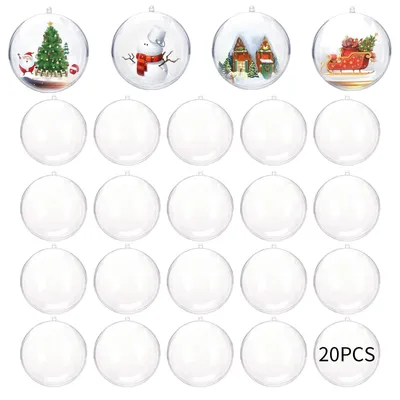 20 transparente Weihnachtskugeln, 6 cm, Kunststoff, befüllbar, DIY