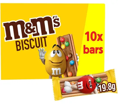 Produktbild von M&M's Biscuit Schokoladen-Snack 198g – Knusprige Keksstückchen in Milchschokolade