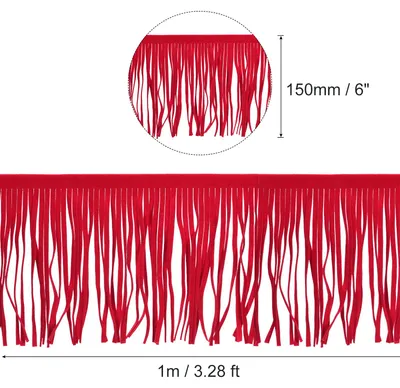 Produktbild von 1 Yard 15cm Kunstleder Fransenband Doppelseitige Leder N?htassel Fransen fš¹r DIY N?hen Kleid Handwerk Rock Dekoration, leuchtendes Rot