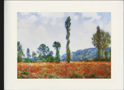 Produktbild von Claude Monet Gerahmtes Bild Mit Edlem Passepartout | Wand-Bilder | Im Bilderrahmen - Mohnblumenfeld In Giverny, 1890 (60 x 80 cm)