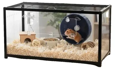 Productafbeelding van Hamsterkooi, 360° weergave, draagbaar leefomgeving, zwart