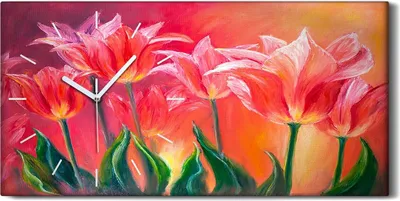 Produktbild von Küchenuhr Bürouhr Leinwand Uhr Geräuschlos 60x30 Gemälde Blumen Pflanzen Kunst - weiße Hände