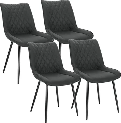 Produktbild von WOLTU 4 x Esszimmerstühle 4er Set Esszimmerstuhl Küchenstuhl Polsterstuhl Design Stuhl mit Rückenlehne, mit Sitzfläche aus Stoffbezug, Gestell aus Metall, Anthrazit