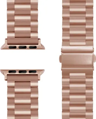 Produktbild von Mova Edelstahl Armband für Apple Watch Ultra/SE/10/9/8/7/6/5/4/3/2/1, Metall Ersatzarmband mit Doppelfaltschließe, 42/44/45/46/49mm -  Kupferrosé