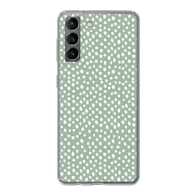 Produktbild von MuchoWow® Handyhülle Schutzhülle Hülle für Samsung Galaxy S21 Polka dots - Grün - Weiß Silikon Softcase Handy Hülle - Softcase