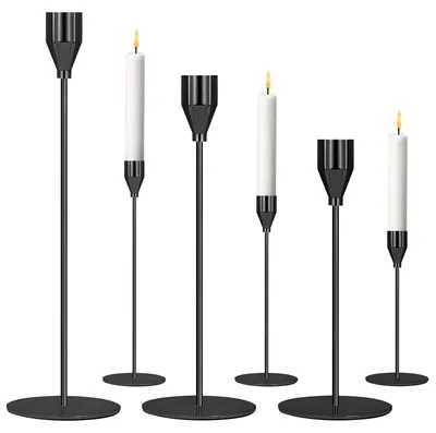 Image de Bougeoir décoratif pour mariages - Support à bougies noir